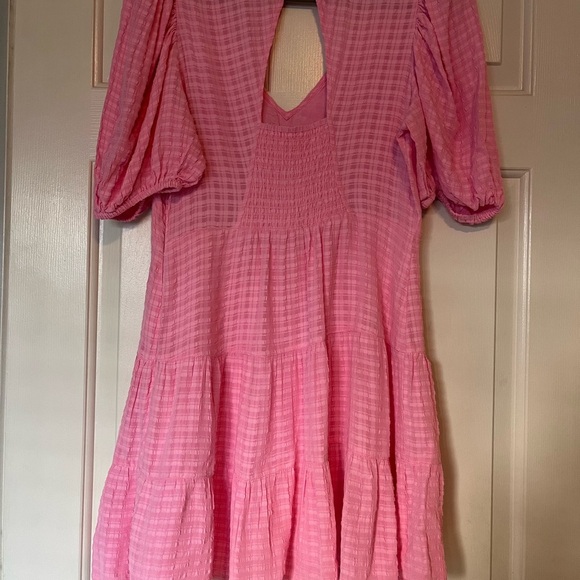 French Connection Pink Mini Dress with Puff Sleeves | Size 8 - Picture 7 of 11